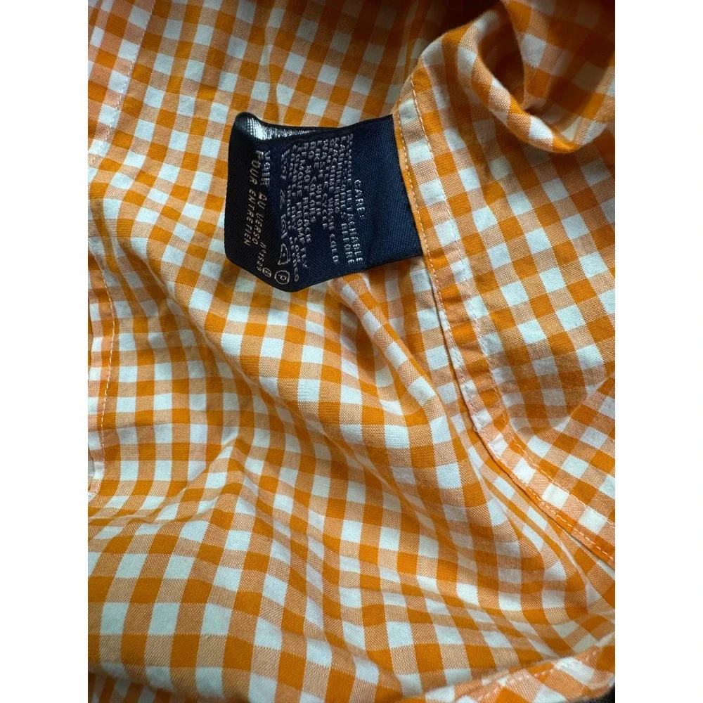 Ralph Lauren Sport Kids Orange Gingham Button Down Shirt Long Sleeve Size 6